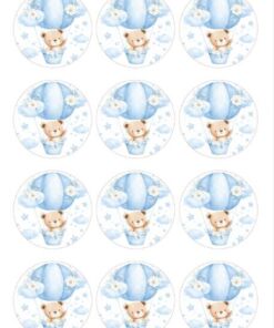 Eetbare print Teddy Bear rond 12 stuks (ca. 6cm)