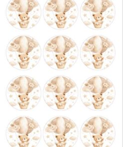 Eetbare print Teddy Bear rond 12 stuks (ca. 6cm)