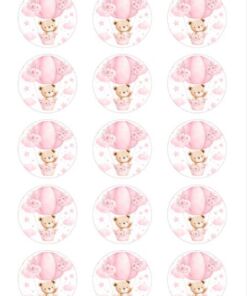 Eetbare print Teddy Bear rond 15 stuks (ca. 5cm)