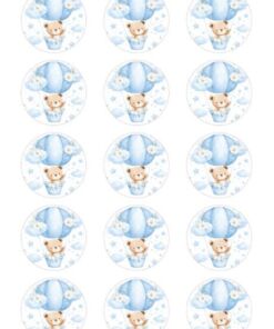 Eetbare print Teddy Bear rond 15 stuks (ca. 5cm)