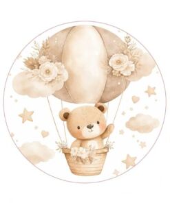 Eetbare print Teddy Bear rond 1 stuk (ca. 20cm)