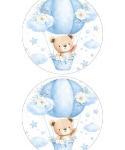 Eetbare print Teddy Bear rond 2 stuks (ca. 13,5cm)