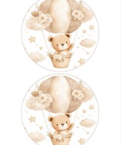 Eetbare print Teddy Bear rond 2 stuks (ca. 13,5cm)