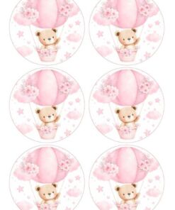 Eetbare print Teddy Bear rond 6 stuks (ca. 9cm)