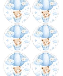 Eetbare print Teddy Bear rond 6 stuks (ca. 9cm)