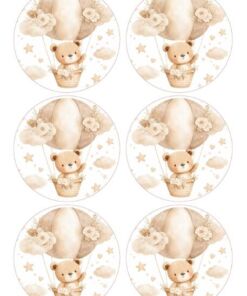 Eetbare print Teddy Bear rond 6 stuks (ca. 9cm)