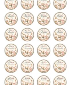 Eetbare print Eid Mubarak rond 24 stuks (ca. 4cm)
