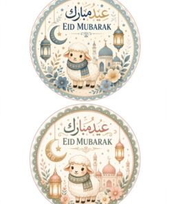 Eetbare print Eid Mubarak rond 2 stuks (ca. 13,5cm)