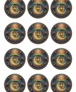 Eetbare print Eid Mubarak rond 12 stuks (ca. 6cm)