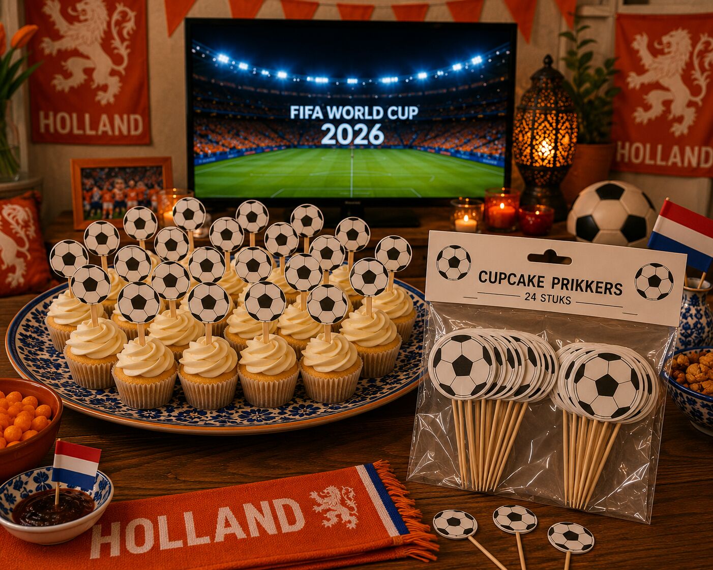 Cupcakeprikkers Voetbal (12 stuks)