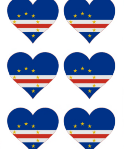 Eetbare print Kaapverdië Vlag hart 6 stuks (ca. 9cm)