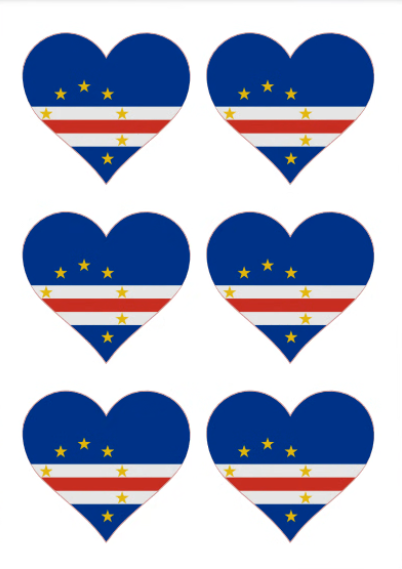 Eetbare print Kaapverdië Vlag hart 6 stuks (ca. 9cm)