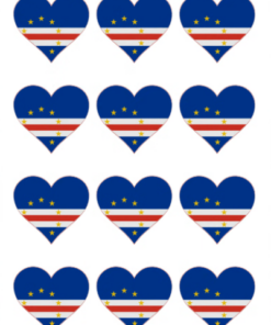 Eetbare print Kaapverdië Vlag hart 12 stuks (ca. 6cm)