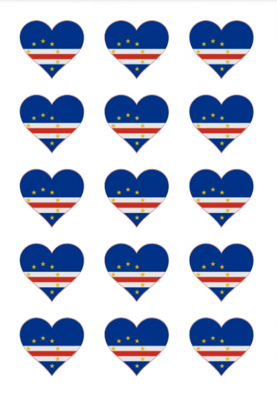 Eetbare print Kaapverdië Vlag hart 15 stuks (ca. 5cm)