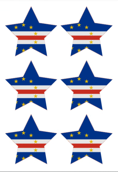 Eetbare print Kaapverdië Vlag ster 6 stuks (ca. 9cm)