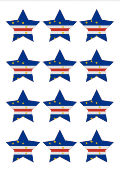 Eetbare print Kaapverdië Vlag ster 12 stuks (ca. 6cm)