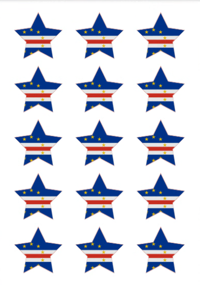 Eetbare print Kaapverdië Vlag ster 15 stuks (ca. 5cm)