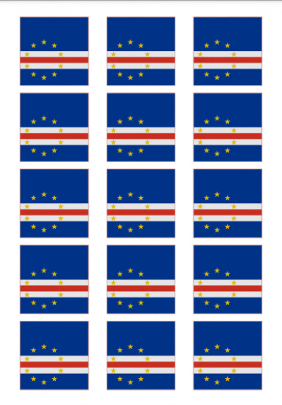 Eetbare print Kaapverdië Vlag vierkant 15 stuks (ca. 5cm)