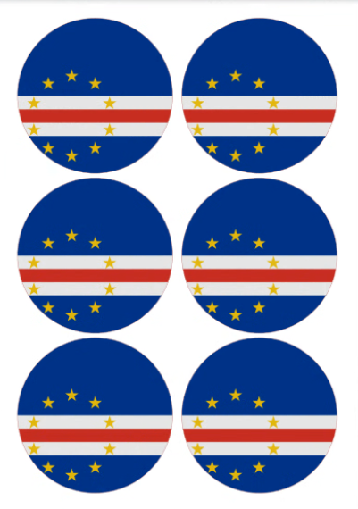 Eetbare print Kaapverdië Vlag rond 6 stuks (ca. 9cm)