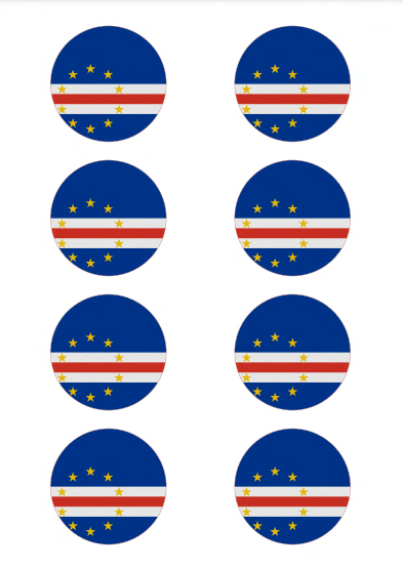 Eetbare print Kaapverdië Vlag rond 8 stuks (ca. 6cm)