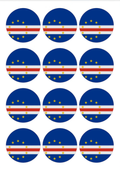 Eetbare print Kaapverdië Vlag rond 12 stuks (ca. 6cm)