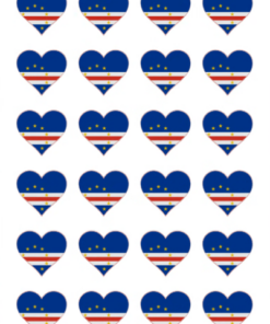 Eetbare print Kaapverdië Vlag hart 24 stuks (ca. 4cm)