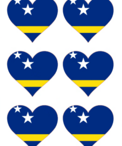 Eetbare print Curacao Vlag hart 6 stuks (ca. 9cm)