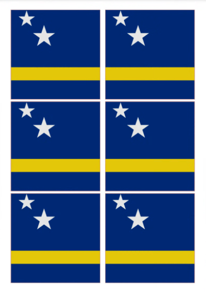 Eetbare print Curacao Vlag vierkant 6 stuks (ca. 9cm)