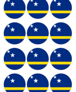 Eetbare print Curacao Vlag rond 12 stuks (ca. 6cm)