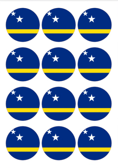 Eetbare print Curacao Vlag rond 12 stuks (ca. 6cm)