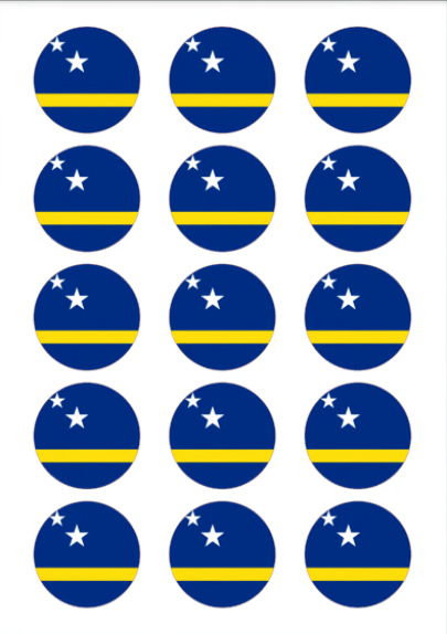 Eetbare print Curacao Vlag rond 15 stuks (ca. 5cm)