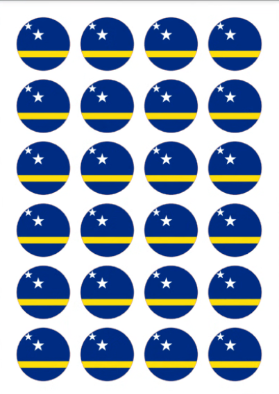 Eetbare print Curacao Vlag rond 24 stuks (ca. 4cm)