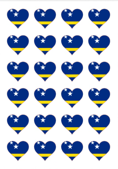 Eetbare print Curacao Vlag hart 24 stuks (ca. 4cm)