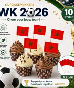 Cupcakeprikkers Marokkaanse vlag (10 stuks)