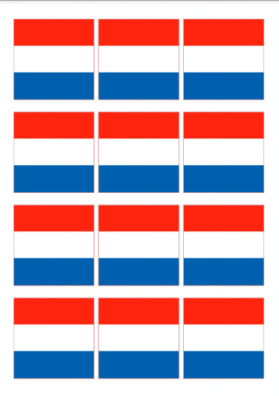 Eetbare print Nederlandse Vlag vierkant 12 stuks (ca. 6cm)