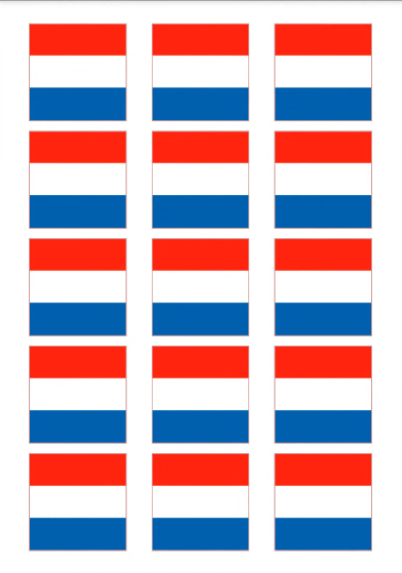 Eetbare print Nederlandse Vlag vierkant 15 stuks (ca. 5cm)