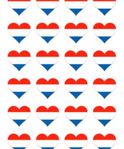 Eetbare print Nederlandse Vlag hart 24 stuks (ca. 4cm)