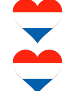 Eetbare print Nederlandse Vlag hart 2 stuk (ca. 13,5cm)