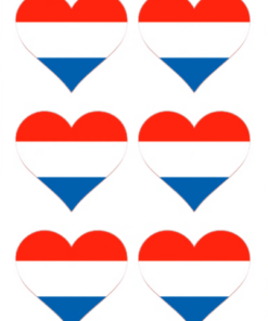 Eetbare print Nederlandse Vlag hart 6 stuks (ca. 9cm)