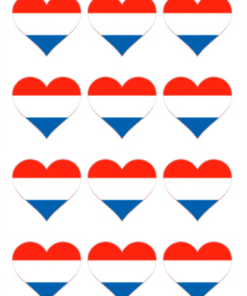 Eetbare print Nederlandse Vlag hart 12 stuks (ca. 6cm)