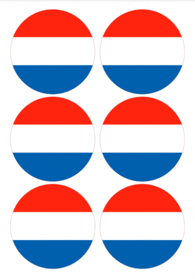 Eetbare print Nederlandse Vlag rond 6 stuks (ca. 9cm)