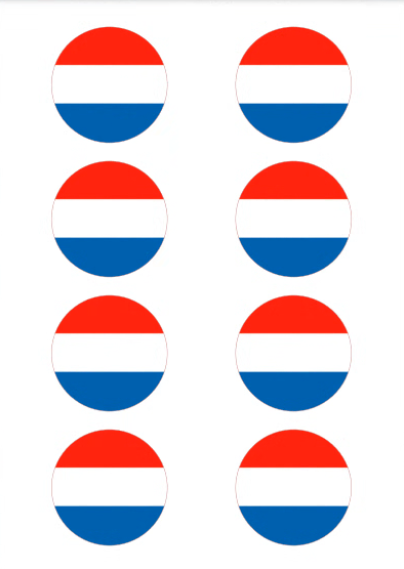 Eetbare print Nederlandse Vlag rond 8 stuks (ca. 6cm)