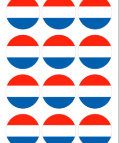 Eetbare print Nederlandse Vlag rond 12 stuks (ca. 6cm)