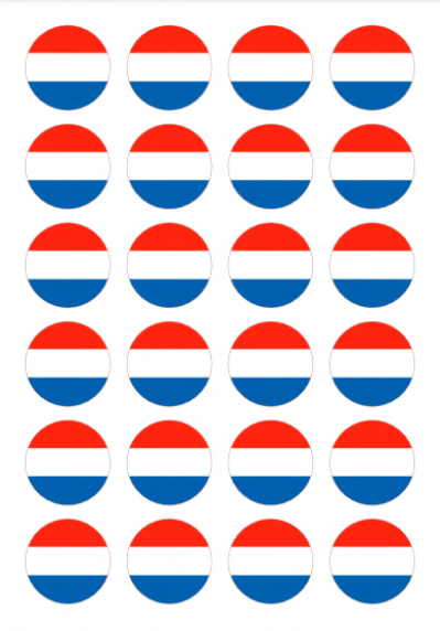 Eetbare print Nederlandse Vlag rond 24 stuks (ca. 4cm)