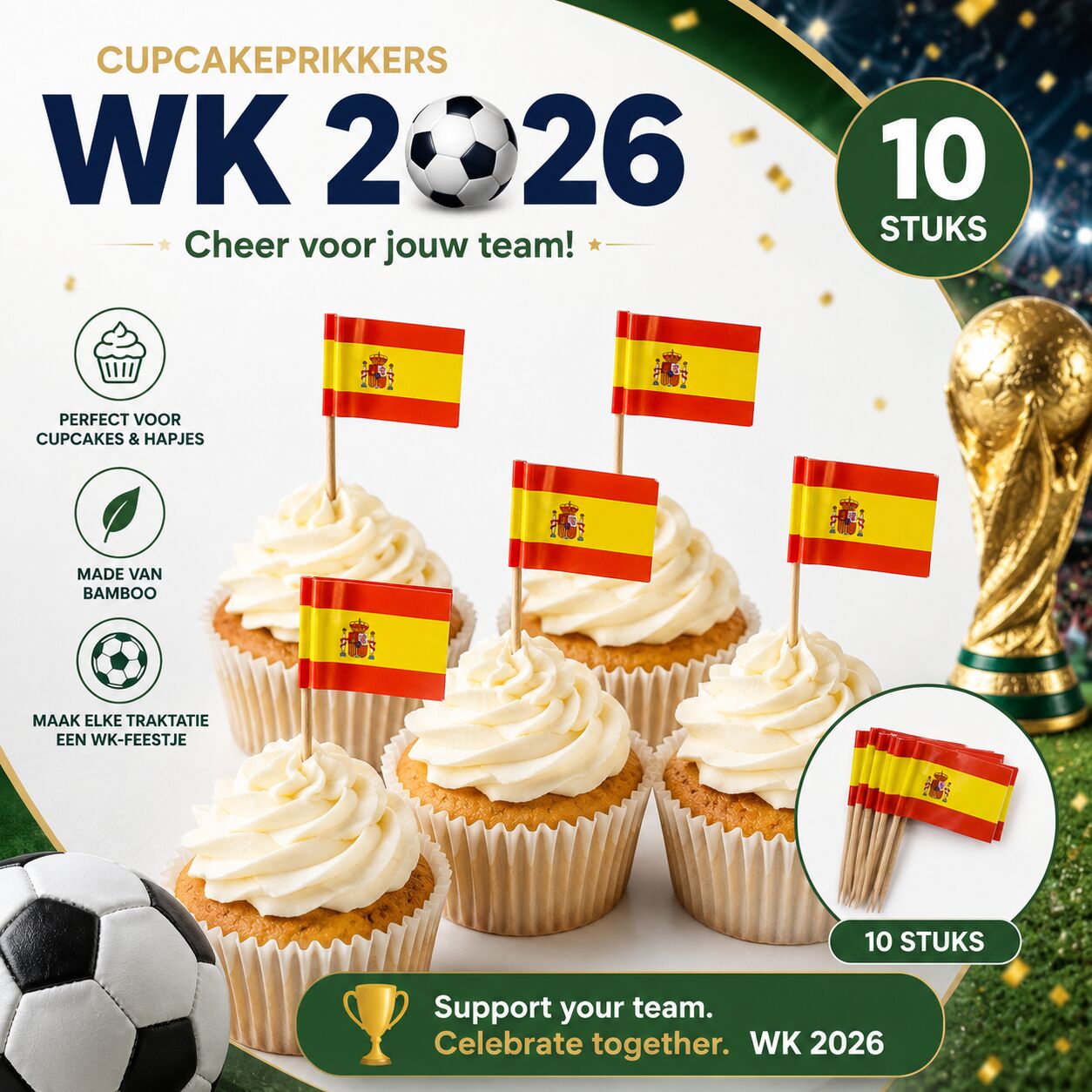 Cupcakeprikkers Spaanse vlag (10 stuks)