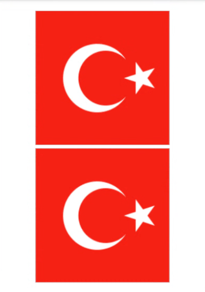 Eetbare print Turkse Vlag vierkant 2 stuks (ca. 13,5cm)