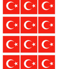 Eetbare print Turkse Vlag vierkant 12 stuks (ca. 6cm)