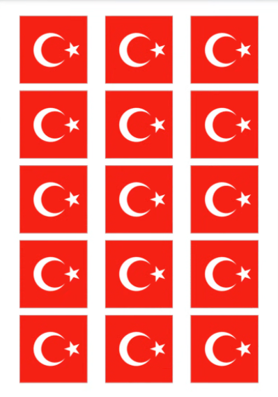 Eetbare print Turkse Vlag vierkant 15 stuks (ca. 5cm)