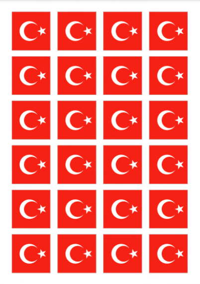 Eetbare print Turkse Vlag vierkant 24 stuks (ca. 4cm)