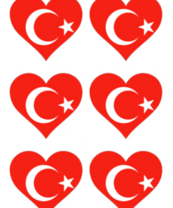 Eetbare print Turkse Vlag hart 6 stuks (ca. 9cm)